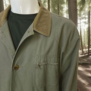 LL Bean Original Field Coat Rugged Canvas Cotton Lined Olive Men's XXL